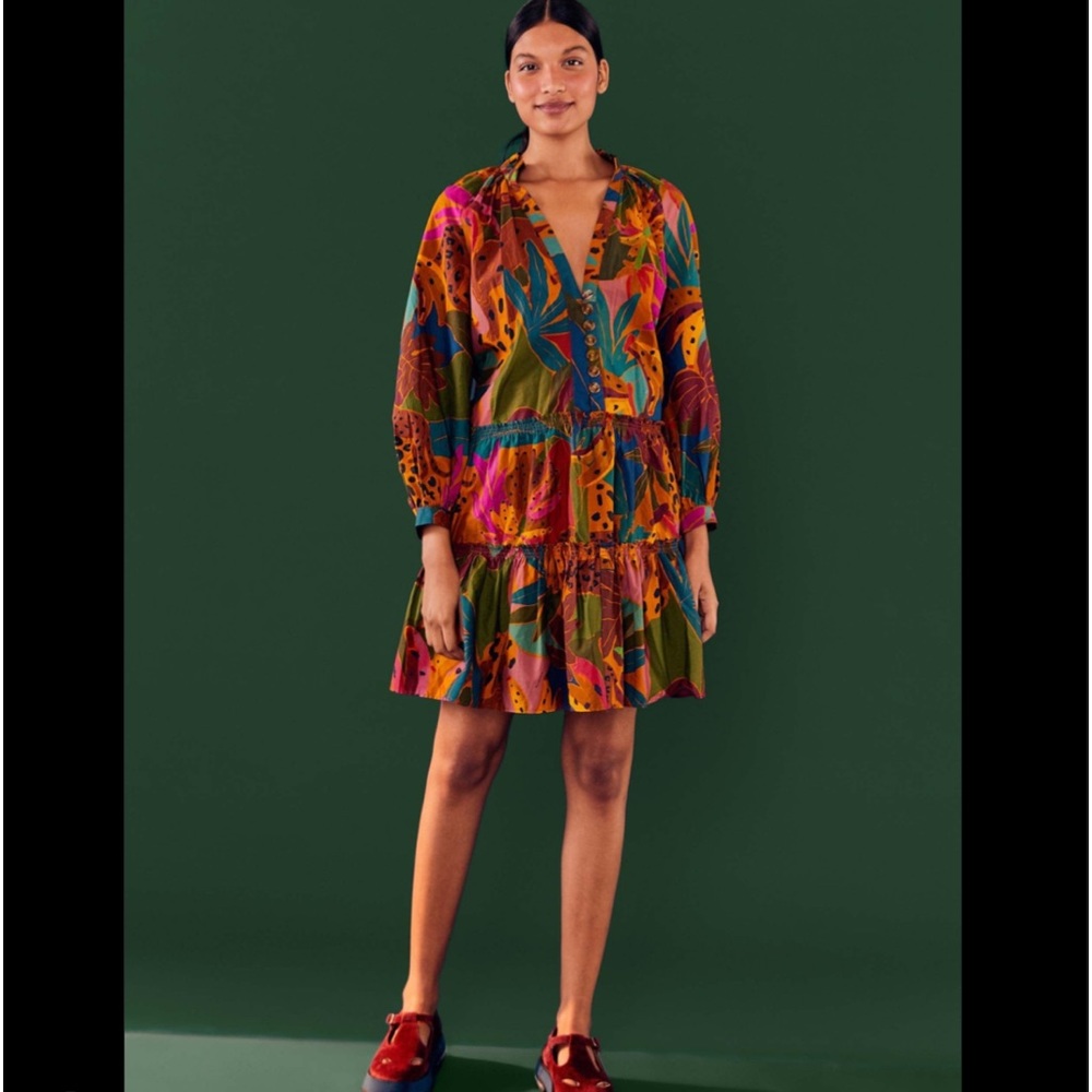 FARM RIO Leopard Jungle Mini Dress